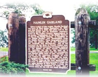 A historical marker for Hamland Garland in West Salem, Wisconsin.