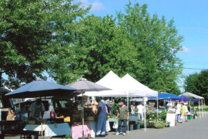 An outdoor farmers market in West Salem, Wisconsin.